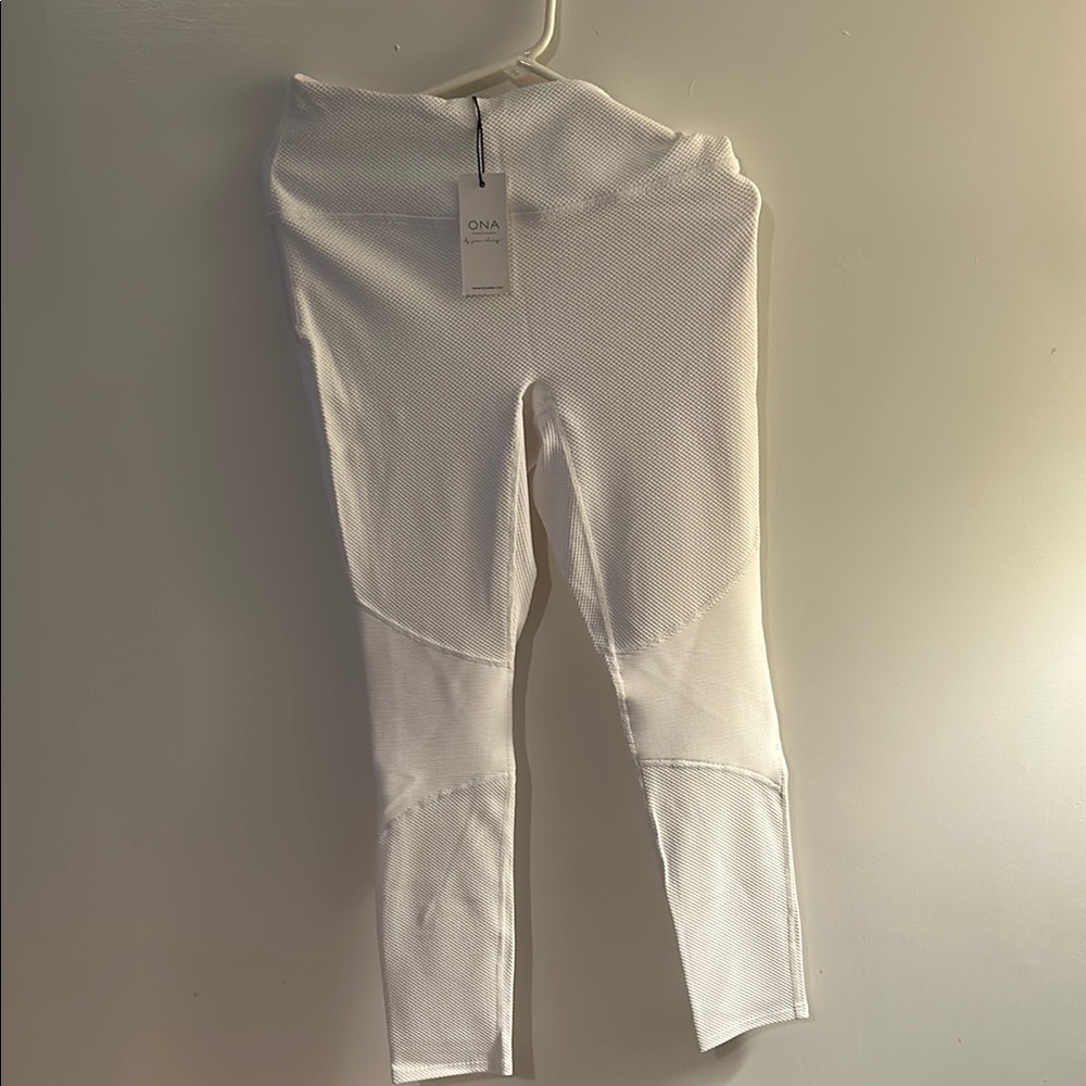 ONA White Textured Leggings